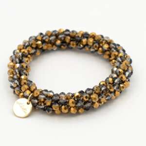 Stiekie Gold/Grey – Kralen Haarelastiek & Armband